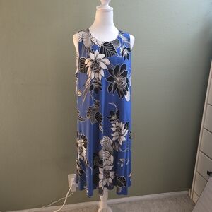 Floral Blue Sleeveless Dress